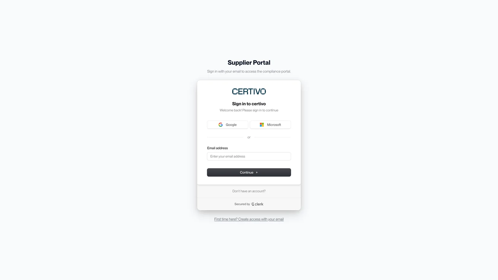 The sign-in page